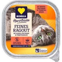Edeka Feines Ragout barība kaķiem ar vistu un tītaru tomātu mērcē 100g