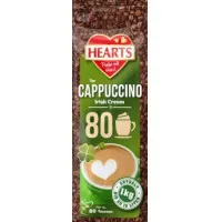 Hearts Irish Cream Cappuccino maisījums kapučino pagatavošanai, ar īru krēma garšu 1kg