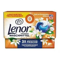 LENOR 3in1 Universal veļas mazgāšanas kapsulas ar apelsīnu ziedu aromātu 10gab
