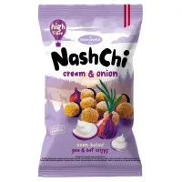 NASHCHI zirņu un auzu čipsi ar krējuma un sīpolu garšu 60g