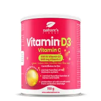 Nature's finest Vitamin D3 + Vitamin C. Augstas absorbcijas un dozācijas C un D3 vitamīns. Ar citronu garšu, bez cukura. 150g