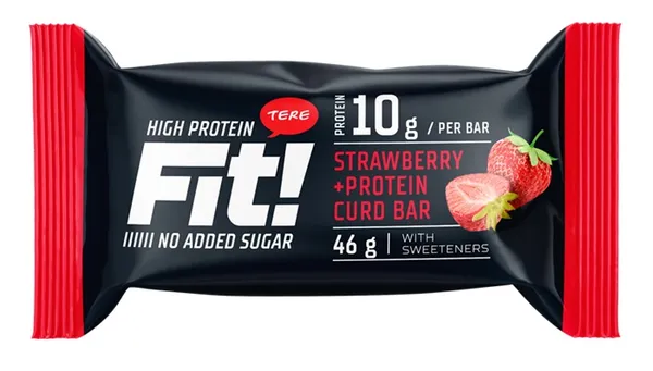 48H Proteīna batoniņš FIT! zemeņu, ar saldinātājiem, 46g