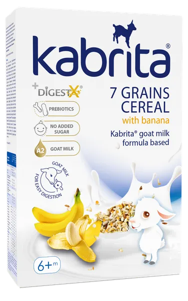 7 graudu piena putra KABRITA ar banānu, no 6 mēn., 180g