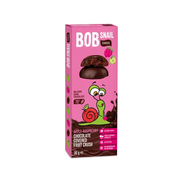 Ābolu-aveņu konfektes tumšajā šokolādē BOB SNAIL, 30g