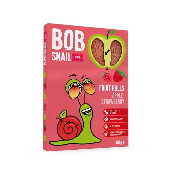 Ābolu un zemeņu rullīši BOB SNAIL, 60g