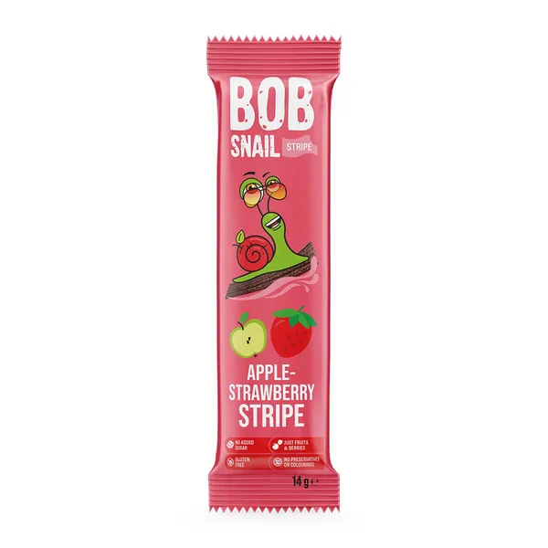 Ābolu un zemeņu strēmelītes BOB SNAIL, 14g