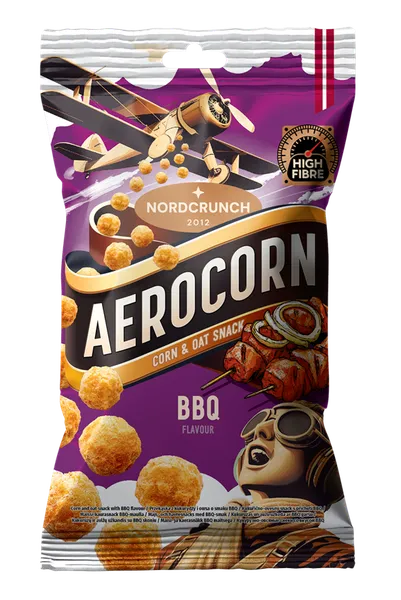 Aerocorn kukurūzas un auzu uzkoda ar BBQ garšu 25g