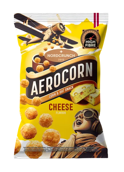 Kukurūzas un auzu uzkoda ar siera garšu 100g, Aerocorn