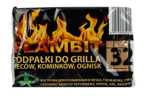 Aizdedzināšanas klucīši brūnie FLAMBIT, 32 gab