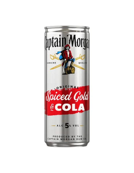 Alkoholisks kokteilis CAPTAIN MORGAN Cola, 5%, bundžā, 0.25l (DEP)