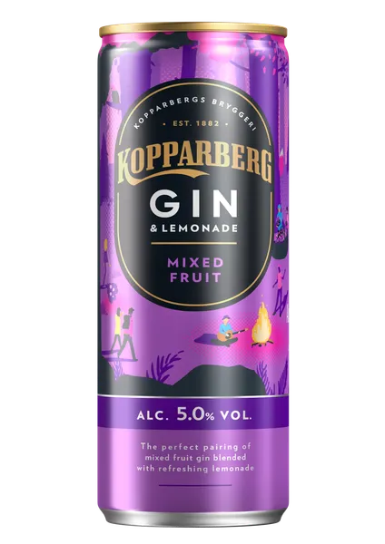 Alkoholisks kokteilis KOPPARBERG Gin&Lemonade Mixed Fruit, 5%, bundžā, 0.25l (DEP)