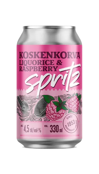 Alkoholisks kokteilis KOSKENKORVA Spritz Liquorice&Raspberry, 4,5%, bundžā, 0.33l (DEP)