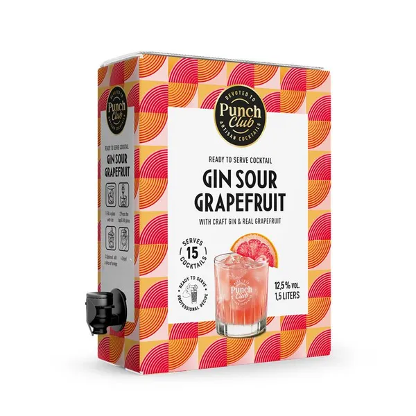 Alkoholisks kokteilis PUNCH CLUB Gin Sour Grapefruit, 12.5%, 1.5L
