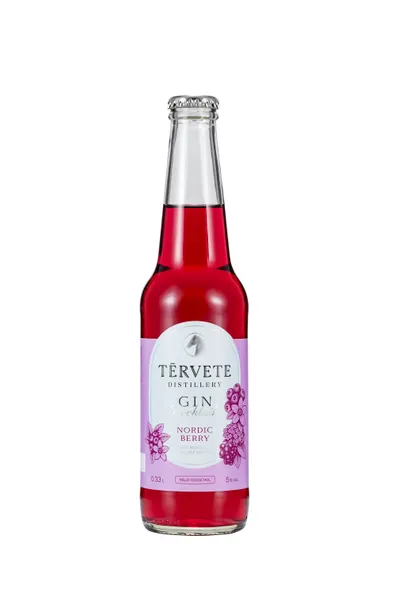 Alkoholisks kokteilis TĒRVETE Gin&Nordic berry, 5%, stiklā, 0.33l (DEP)