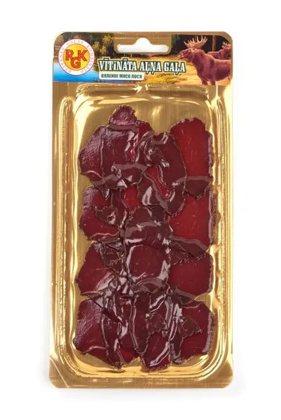 Aļņa gaļa kūpināta - vītināta, šķēlēs 60g