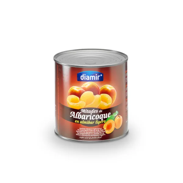Aprikožu pusītes sīrupā DIAMIR, 2.5kg/1.5kg