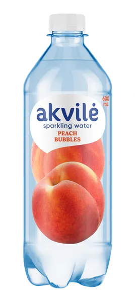Aromatizēts dzeramais ūdens AKVILE ar persiku aromātu, viegli gāzēts, 0,6l (DEP)