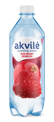 Aromatizēts dzeramais ūdens AKVILE ar sarkano ogu aromātu, gāzēts, 0,6l (DEP)