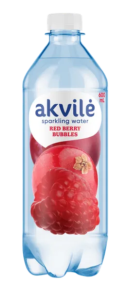 Aromatizēts dzeramais ūdens AKVILE ar sarkano ogu aromātu, viegli gāzēts, 0,6l (DEP)