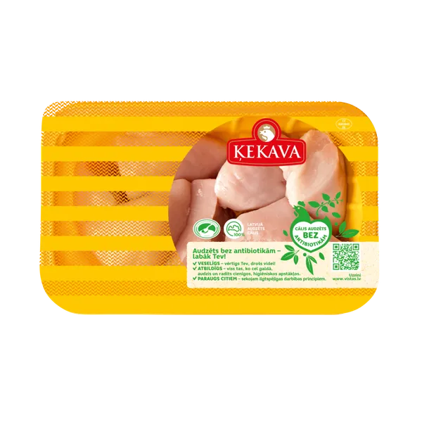 Atdzesēti cāļa krūtiņas filejas gabaliņi bez ādas, A kat., 500g