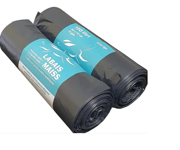 Atkritumu maisi LABAIS MAISS LDPE, 150l, melni, 80x110cm, 35mk, 10gab