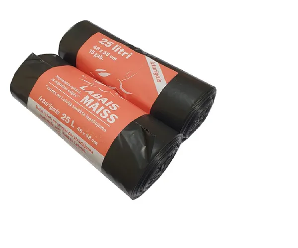 Atkritumu maisi LABAIS MAISS LDPE, 25l, melni, 48x58cm, 30mk, 15gab