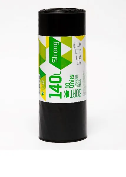 Atkritumu maisi SORTEX, melni, 140l, 35mk, 70x110cm, 10gab