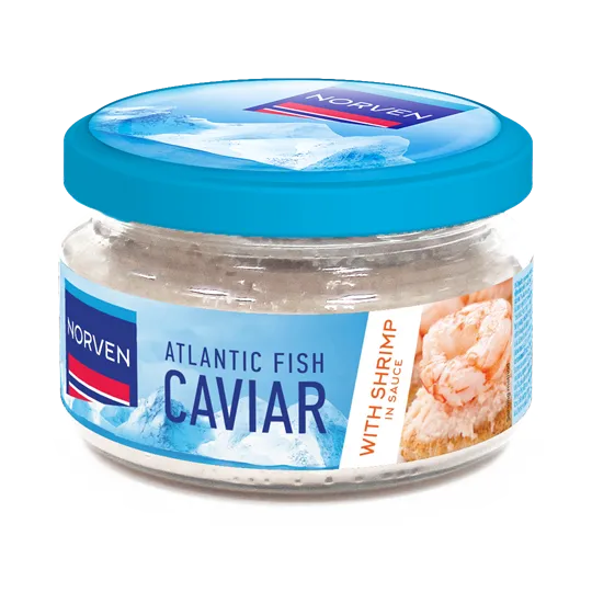 Atlantijas zivju ikru pasta baltajā mērcē ar garnelēm Caviar 160g, Norven