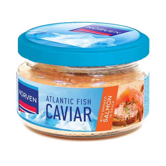 Atlantijas zivju ikru pasta baltajā mērcē ar kūpinātu lasi Caviar 160g, Norven
