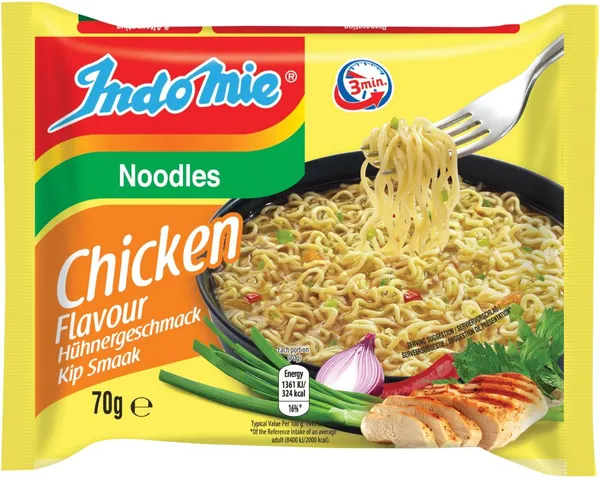 Ātri pagatavojamās nūdeles INDOMIE, vistas garša, 70g