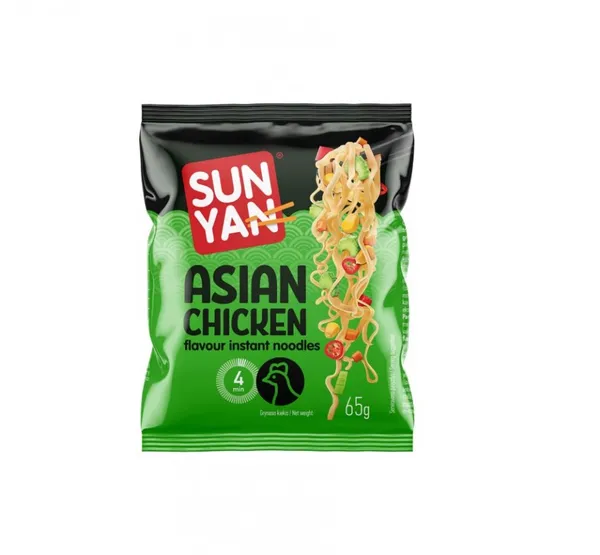 Ātri pagatavojamas nūdeles SUN YAN Āzijas stilā, vistas garša, 65g