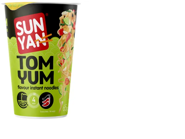 Ātri pagatavojamās nūdeles SUN YAN, Tom Yum, glāzē, 65g