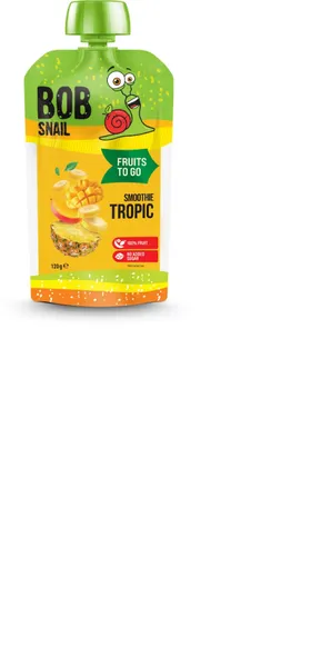 Augļu biezenis BOB SNAIL, Banānu-ananasu-mango smūtijs, pasterizēts, 120g