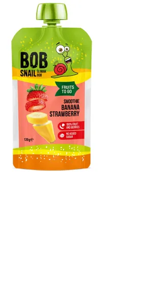 Augļu biezenis BOB SNAIL, Banānu-zemeņu smūtijs, pasterizēts, 120g