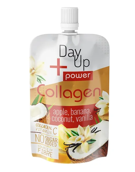 Augļu biezenis DAY UP Power Collagen, ar kokosriekstu un vaniļas garšu, 100g