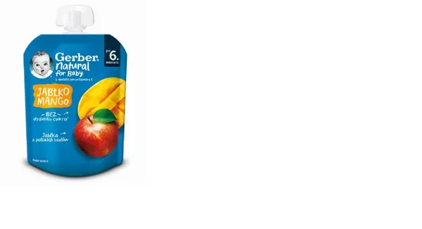 Augļu biezenis GERBER, ābolu un mango garša, 6 mēn., 80g