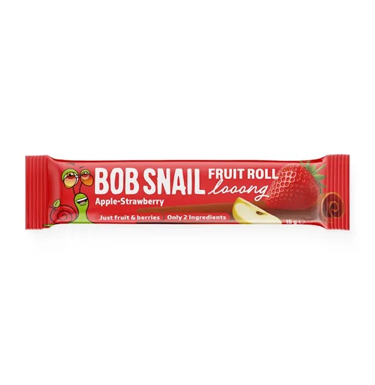 Augļu rullītis BOB SNAIL Looong, Ābolu–zemeņu, 15g