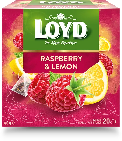 Augļu tēja LOYD Pyramids ar aveņu un citronu garšu, 20x2 g