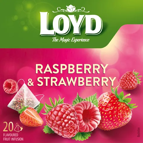 Augļu tēja Loyd aveņu un zemeņu 20x2g