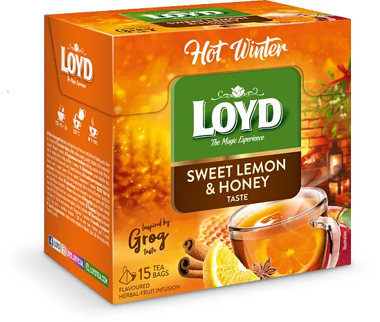 Augļu tēja LOYD Pyramids Hot Winter, ar citronu un medu, 15x3g