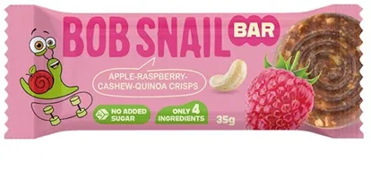 Augļu un riekstu batoniņš BOB SNAIL, Ābols-avenes-Indijas rieksti-kvinojas kraukšķi, 35g