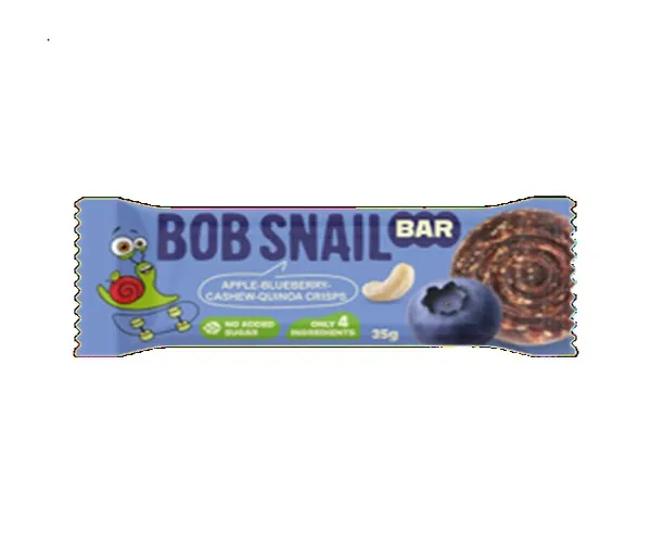 Augļu un riekstu batoniņš BOB SNAIL, Ābols-mellenes-Indijas rieksti-kvinojas kraukšķi, 35g