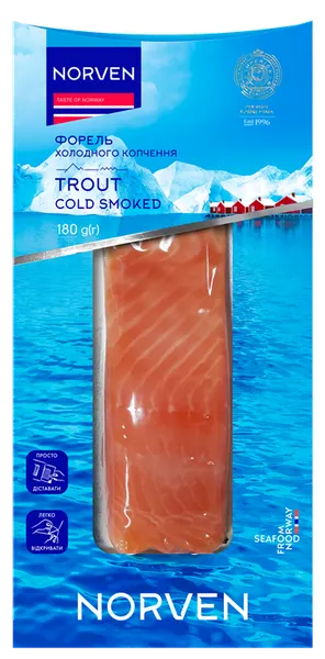 Auksti kūpināta foreles fileja ar ādu 180g, NORVEN