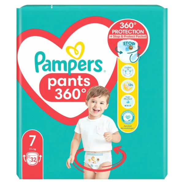 Autiņbiksītes-biksītes PAMPERS Pants, Maxi Pack, 7. izmērs, 32 gab.