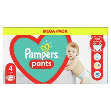 Autiņbiksītes-biksītes PAMPERS Pants, Mega Pack, 4. izmērs, 108 gab.