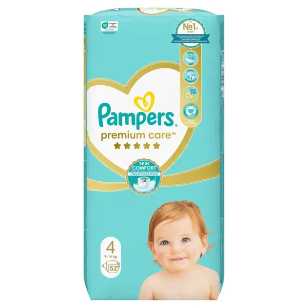 Autiņbiksītes PAMPERS Premium Care, Value Pack, 4. izmērs, 52 gab.