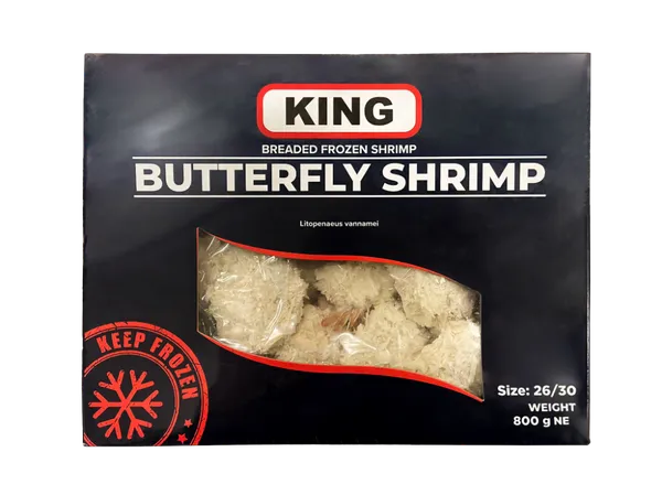 Baltkāju garneles Butterfly 23/30 panējumā ar asti,  AFFISH, 1kg