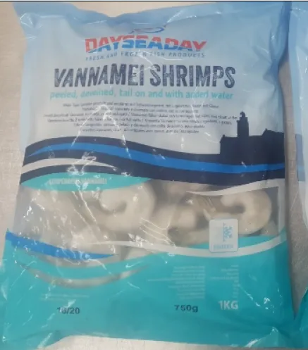 Baltkāju garneles DAYSEADAY, saldētas, 41/50, jēlas, tīrītas, lobītas, ar asti, 25% glazūra, 750g/1k