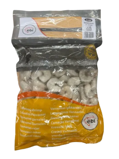 Baltkāju garneles EBI, sald., 41/50, jēlas, tīrītas, bez astes, 25%, 750g/1kg, VANNAMEI PD RAW