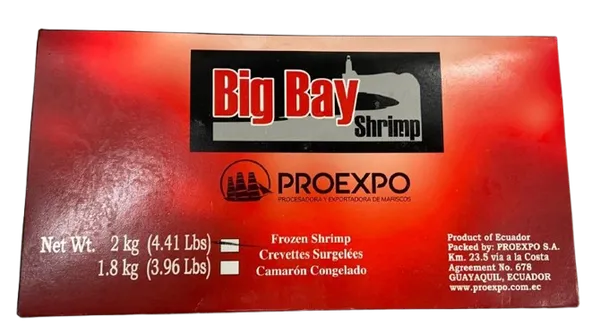 Baltkāju garneles (Ekvadora), BIG BAY, sald., 20/30, veselas, jēlas, ar galvu, 2kg, HOSO RAW